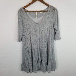 🐧Sunset Rd Sheer Ruffled Hem Button Up Tunic